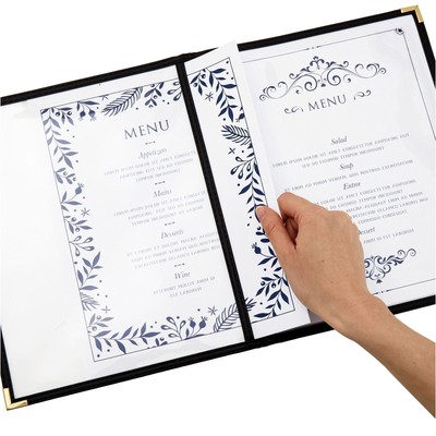 12 Pack Clear Restaurant Menu Covers with Double Panels, 8.5 x 11 In