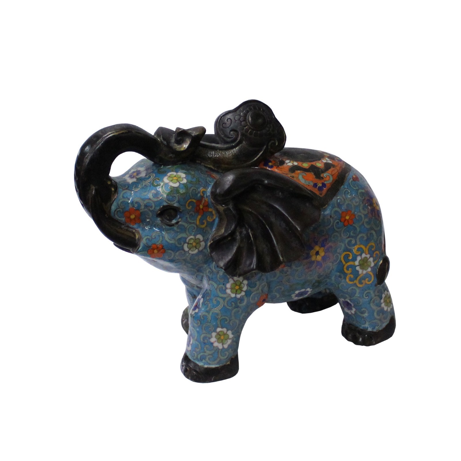 Oriental Chinese Metal Blue Enamel Cloisonne Elephant Figure cs4720S Oriental Chinese Metal Blue Enamel Cloisonne Elephant Figure cs4720S