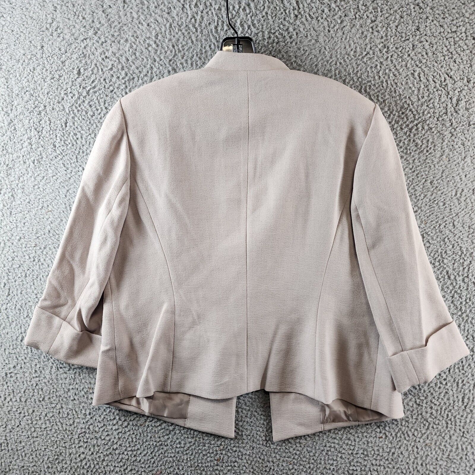 Kasper Pebbled Crepe Blazer Women's 14 Summer Straw Two Front Zip Pockets L/S - Picture 5 of 15