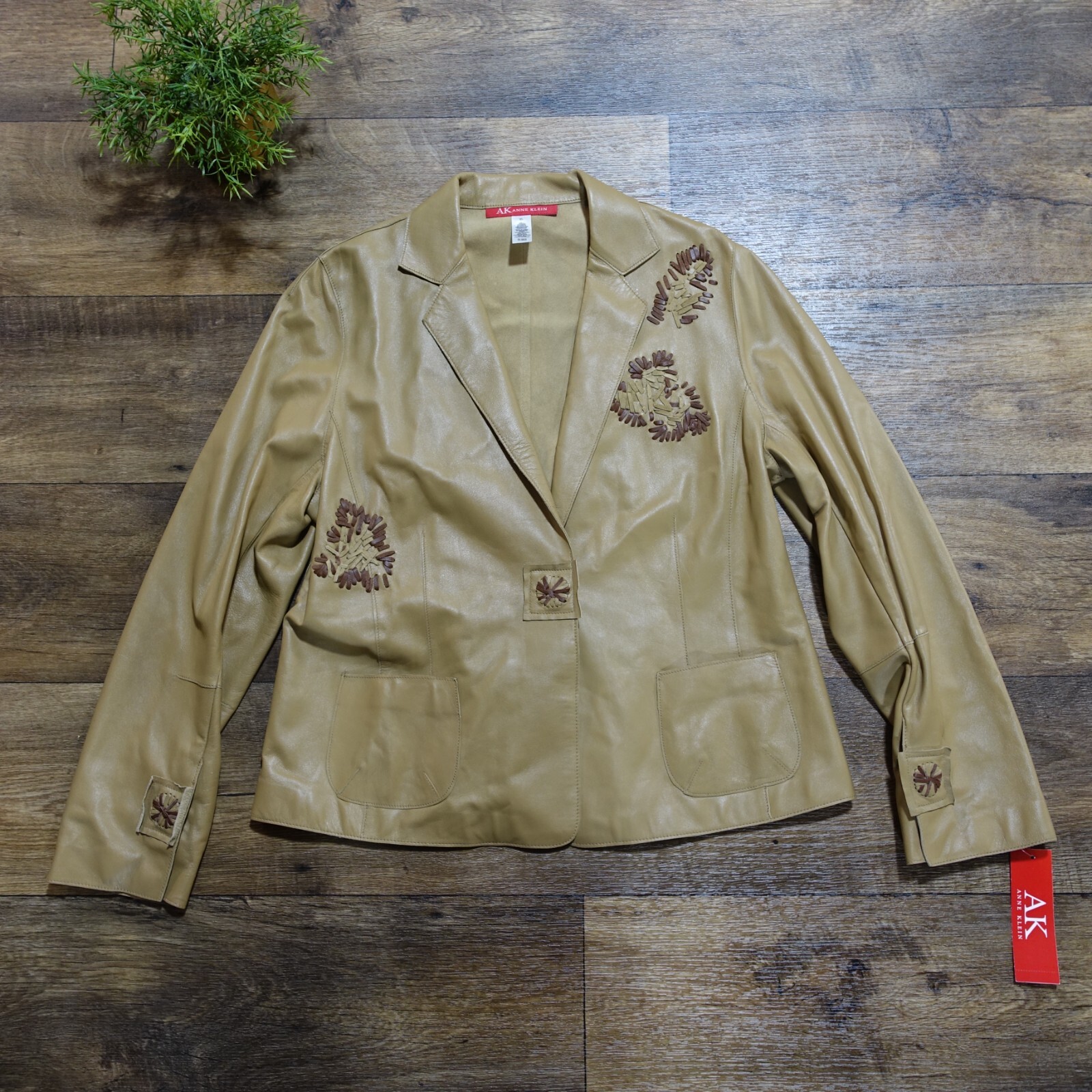 AK Anne Klein 100 Leather Jacket Size XL Tan Brown Lightweight eBay