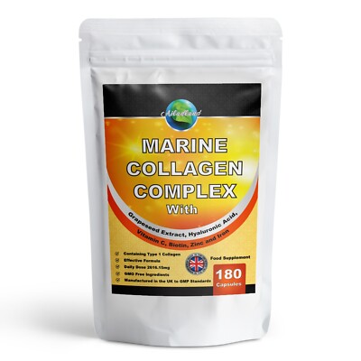 Marine Collagen Complex 180 Tablets 2616mg + Hyaluronic Acid Vitamin C Capsules