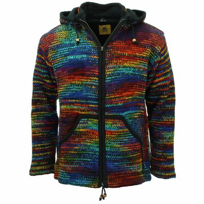 LOUDELEPHANT KAPUZENPULLOVER LOUDELEPHANT KAPUZE REGENBOGEN SPACE DYE STRICKJACKE VLIES RV