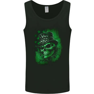 Green Skull St Patricks Day Irish Paddys Day Uomo Vest Tank Top