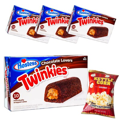 Chocolate Lovers Twinkies (4pks - 40 units) - Kettle Popcorn (5.5oz) - 5 Items
