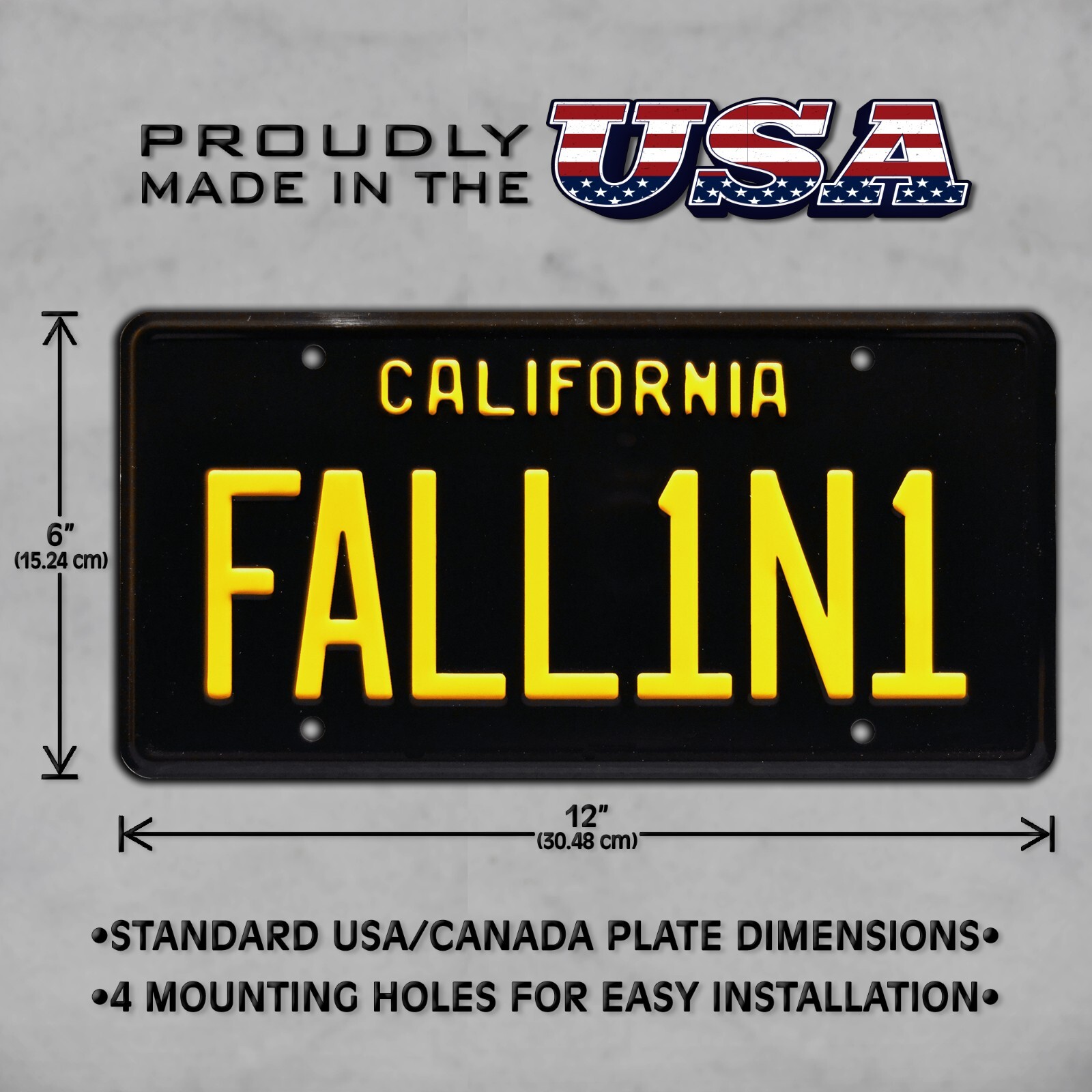 Lucifer | ’62 Corvette C1 | FALL1N1 | Metal Stamped Replica Prop License Plate