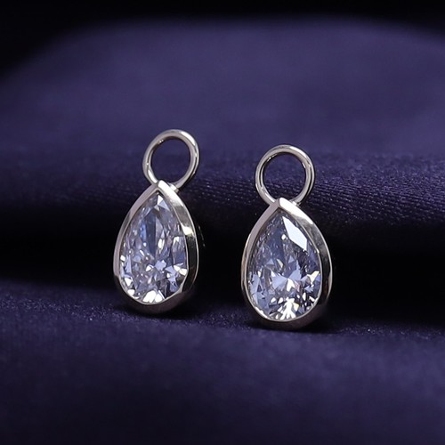 1.20 Ct Hoop Earrings Danging only 14K Yellow Gold Pear Shape Lab Grown Diamond