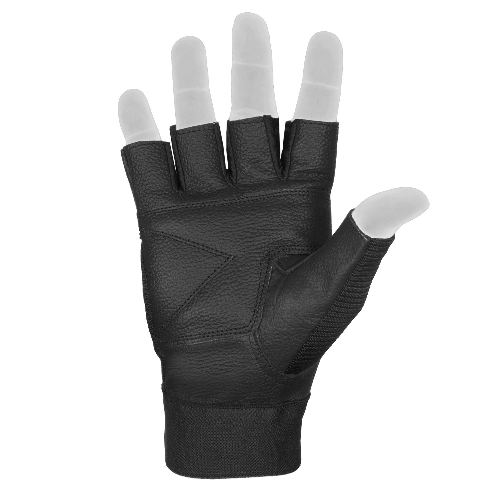 DEFY Real Leather Spandex Padded Gym Gloves Fitness Weightlifting Training Black
