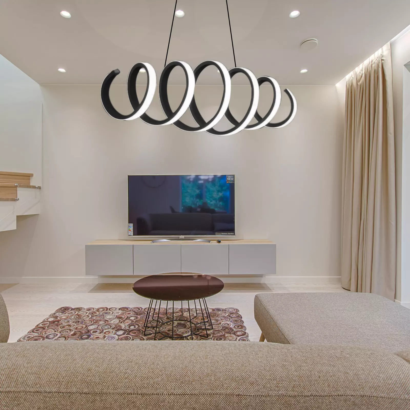 Ceiling Light Bedroom Fixtures Black Suspendend Pendants Modern LED Chandelier