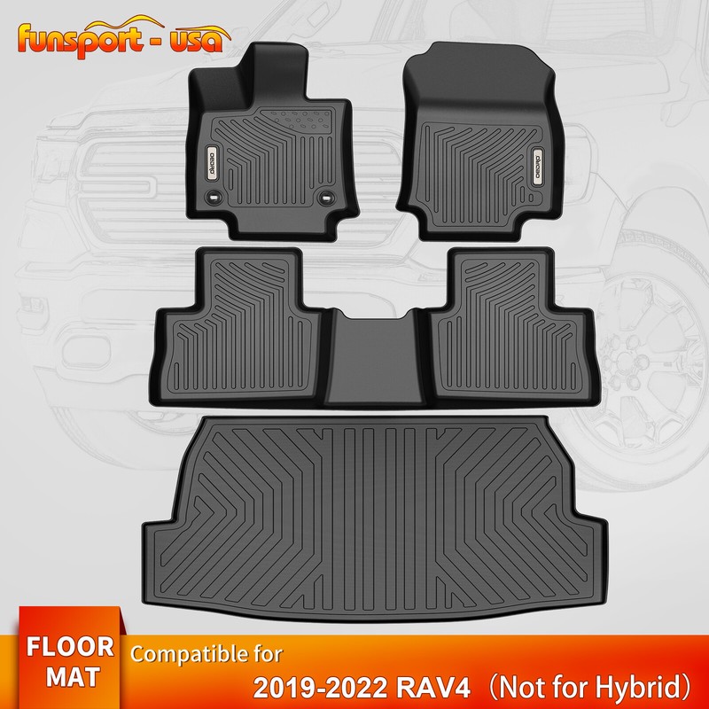 Floor Mats Liners & Trunk Cargo Liner for 2019-2023 Toyota RAV4 3D TPE Rubber