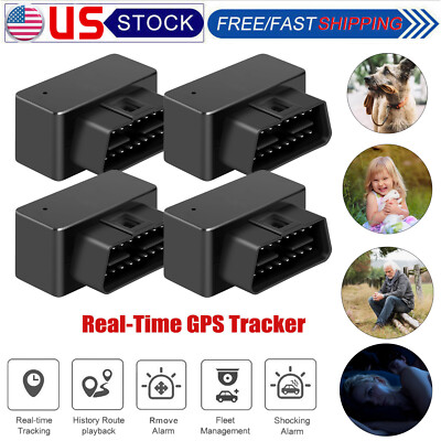 1-4 Packs OBD2 GPS Tracker Real Time Vehicle Tracking Device Car Truck Locator