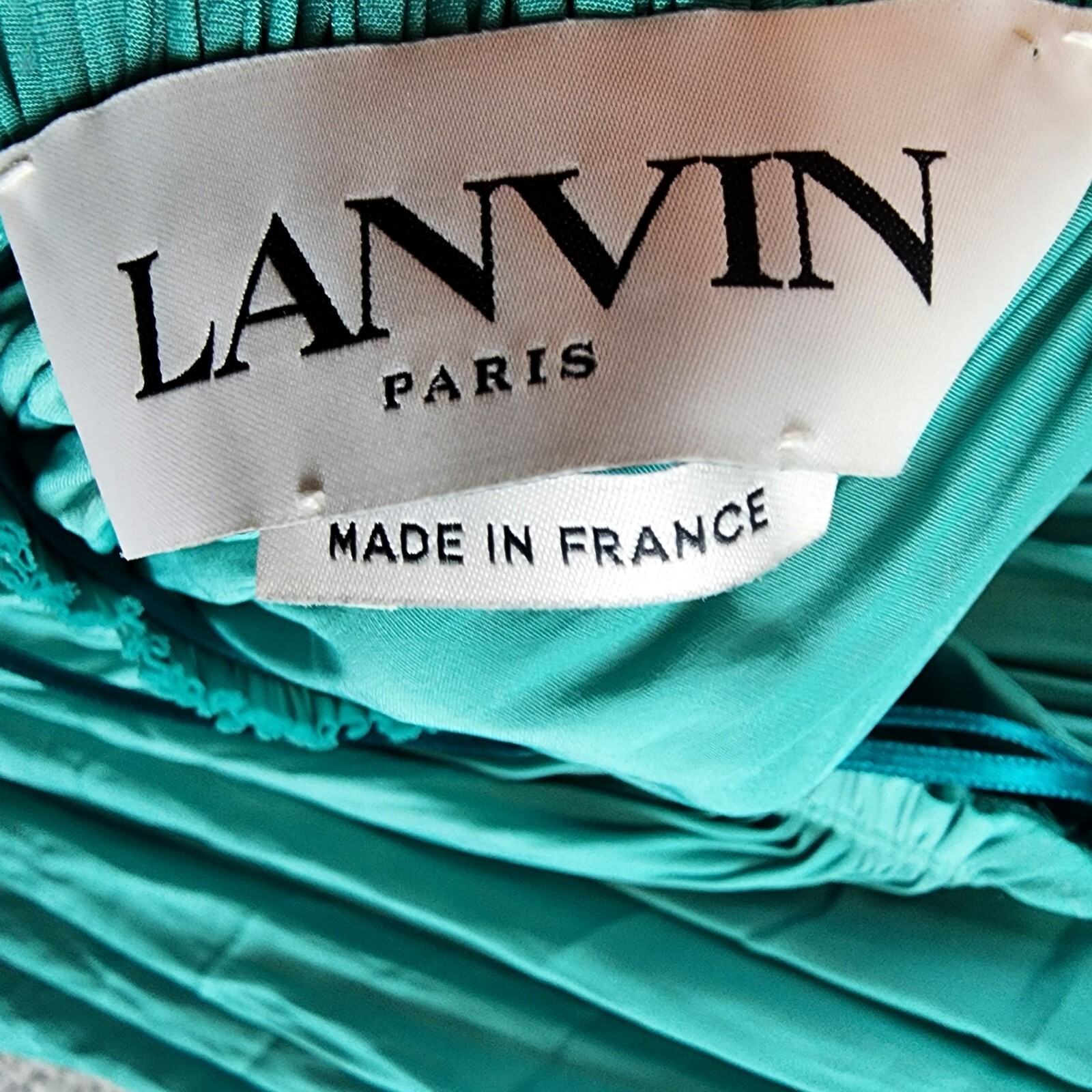 LANVIN Paris Embellished Pleated Maxi Dress Women's Green Fully Pleated - Picture 11 of 13