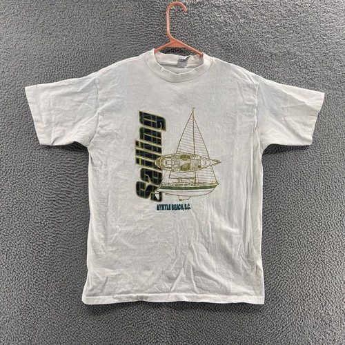 『グッド TEE 白 L』 VINTAGE Sailing T Shirt Men Large White Myrtle Beach Boat