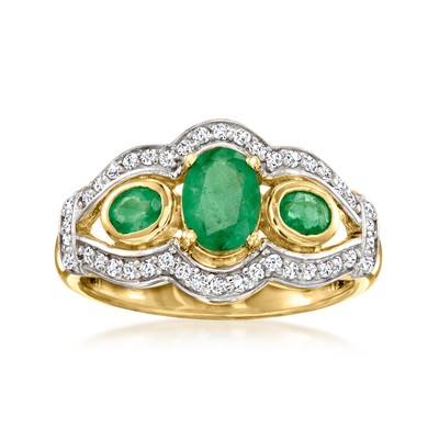 Ross-Simons Emerald & WhZirx Rng in 18k Gold Plate Size 7