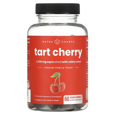 Tart Cherry, Натуральная вишня, 60 веганских жевательных конфет