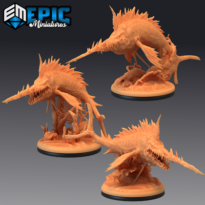 Sword Fish DnD Miniatures – Sea Monster Set by Epic Miniatures | 28mm Resin