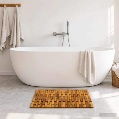 Bath Mats 2 pcs Natural 44 x 60 cm Solid Acacia Wood