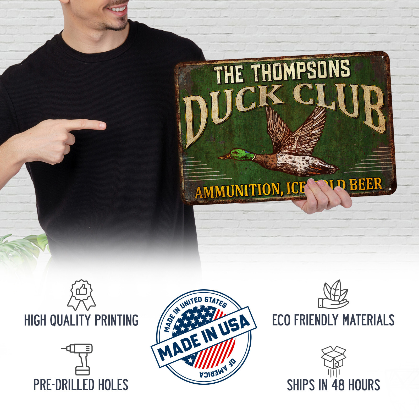 Custom Hunting Sign Duck Hunting Club Gift For Dad Man Cave Decor 108122002214