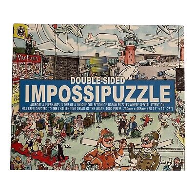 New (Insides Sealed) Double Sided 1000pc Impossipuzzle - Airports & Elephants