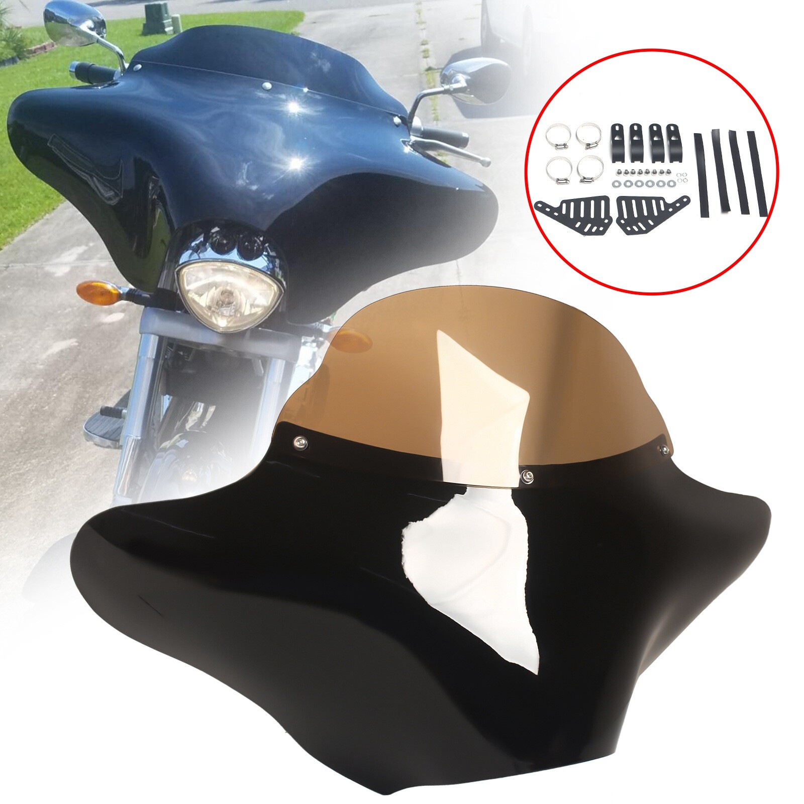 HARLEY DAVIDSON　バットウイング？　ヤッコカウル　ヘリテイジ Vivid Black Batwing Fairing Windshield Fit For Harley