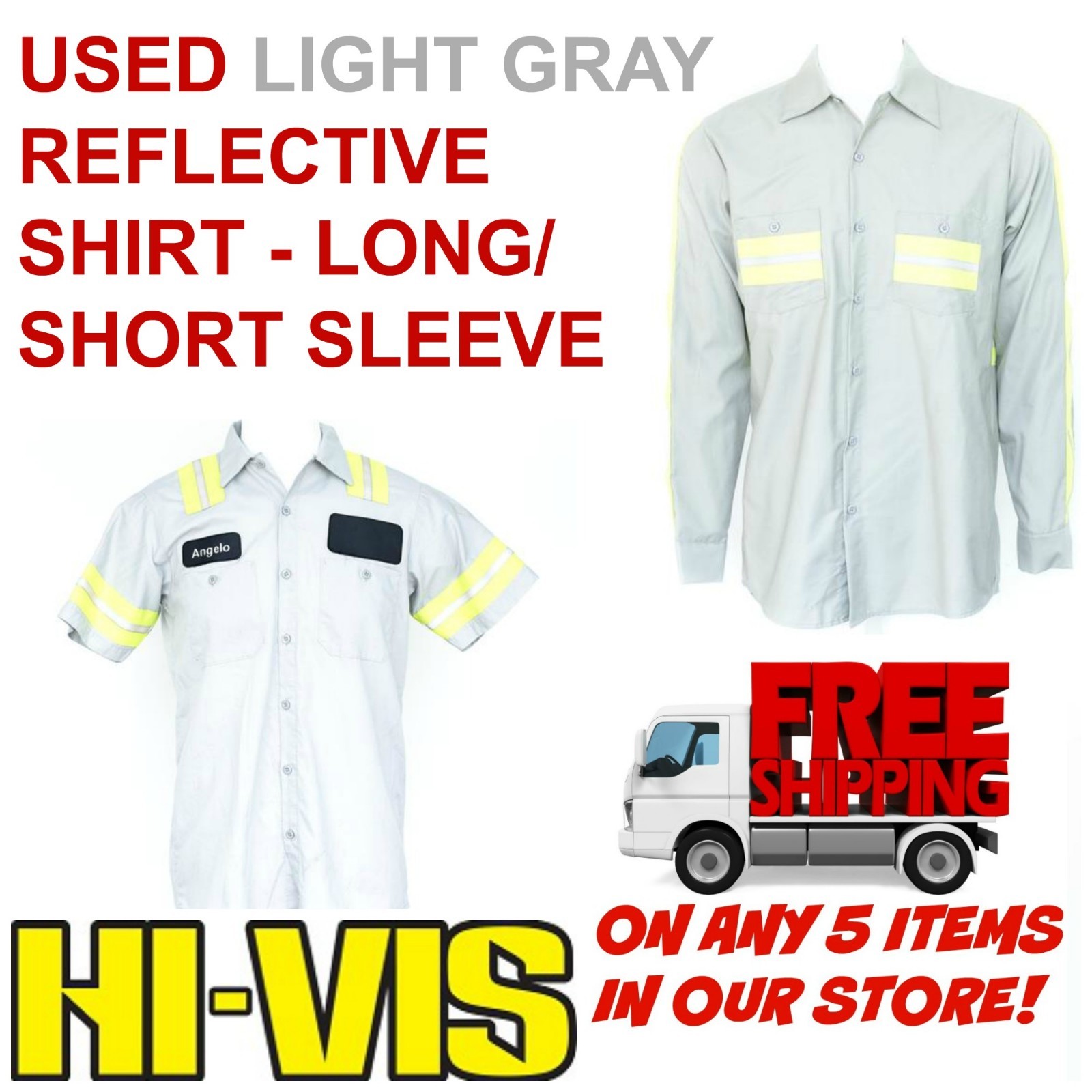 Used Hi-Visibility Reflective Hi-Vis Work Shirts Cintas, Redkap, Unifirst, G&K 