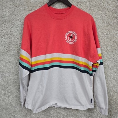 Disney Cruise Line Spirit Jersey Medium Coral White Striped Long Sleeve Shirt