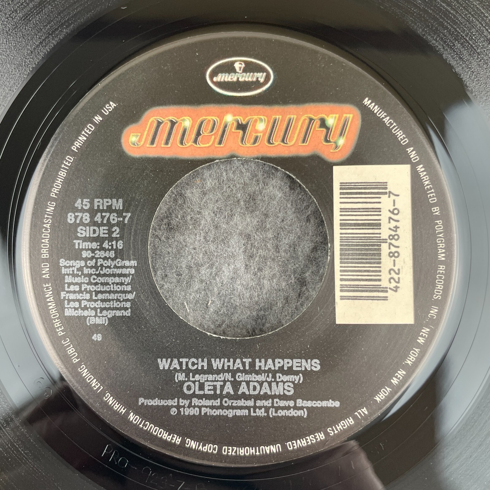 OLETA ADAMS Get Here / Watch What Happens 45 Mercury 878 476-7 NEW UNPLAYED SOUL