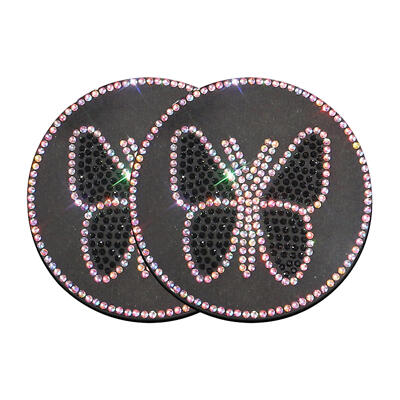 2Pcs Butterfly Rhinestones For Cup Holders Universal Rhinestone Coaster NEW