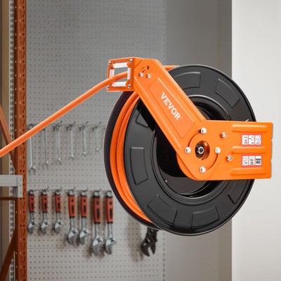 Retractable Air Hose Reel 3/8 IN x 100 FT Rubber Air Hose Reel Max 300 PSI