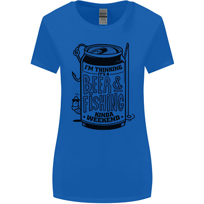 Im Thinking Beer & Fishing Weekend Funny Womens Wider Cut T-Shirt