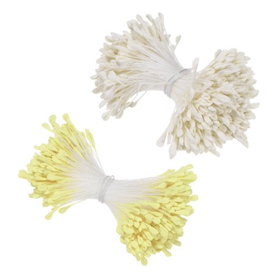 680-Pack 3mm Mini Double Heads Artificial Flower Stamen Pistil [Cream Yellow]