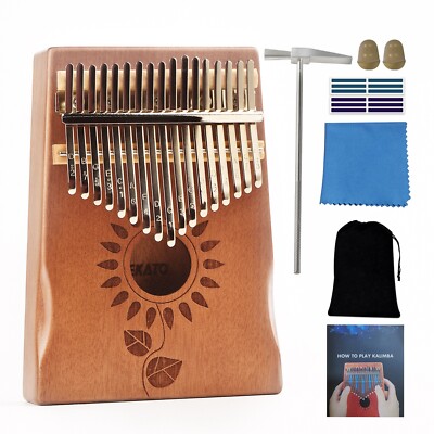Kalimba 17 Key Thumb Piano Wood Mahogany with Tuner Hammer Best Gifts for Child