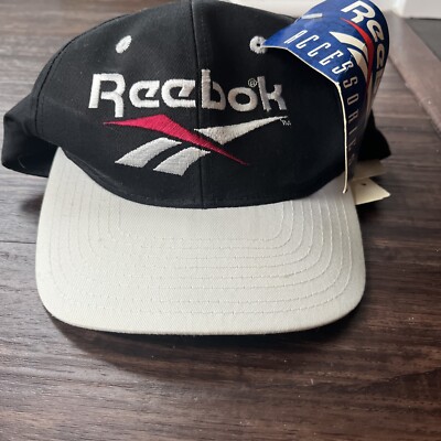 True Vintage Dead Stock Hat Rebook Old School 90's Black SnapBack Logo NWT