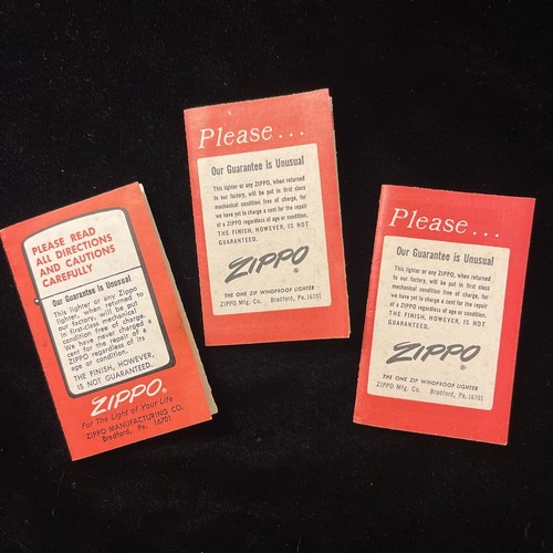 (3) Vintage Zippo Lighter Guarantee Box Insert PamphletsのeBay公認海外通販｜セカイモン