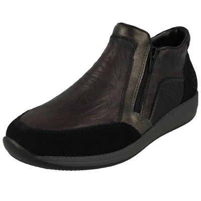 Ladies Rieker Fleece Lined Dual Zipped Ankle Boots - N1152