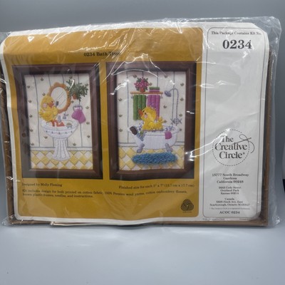VINTAGE 1983 CREWEL EMBROIDERY KIT by The Creative Circle #0234 ''BATH TIME'' Duck
