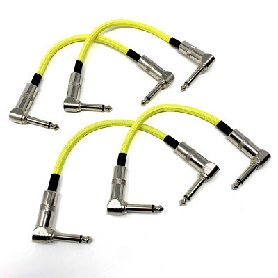Strukture Set of Four (4) Hi-Viz Neon Yellow Woven 6'' Patch Cables, Pedalboard