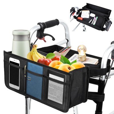 Dotday Upgraded Walker Basket for Folding Walker + Walker Tray + Cup Holder F