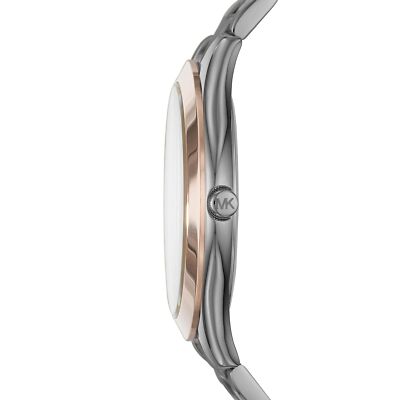 Pre-owned Michael Kors Analog Grey Dial And Band Men's Stainless Steel Watch-mk8576