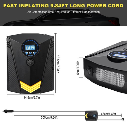 150PSI Air Compressor Tire Inflator Car Moto Bike Tires Air Pump Cordless/Corded