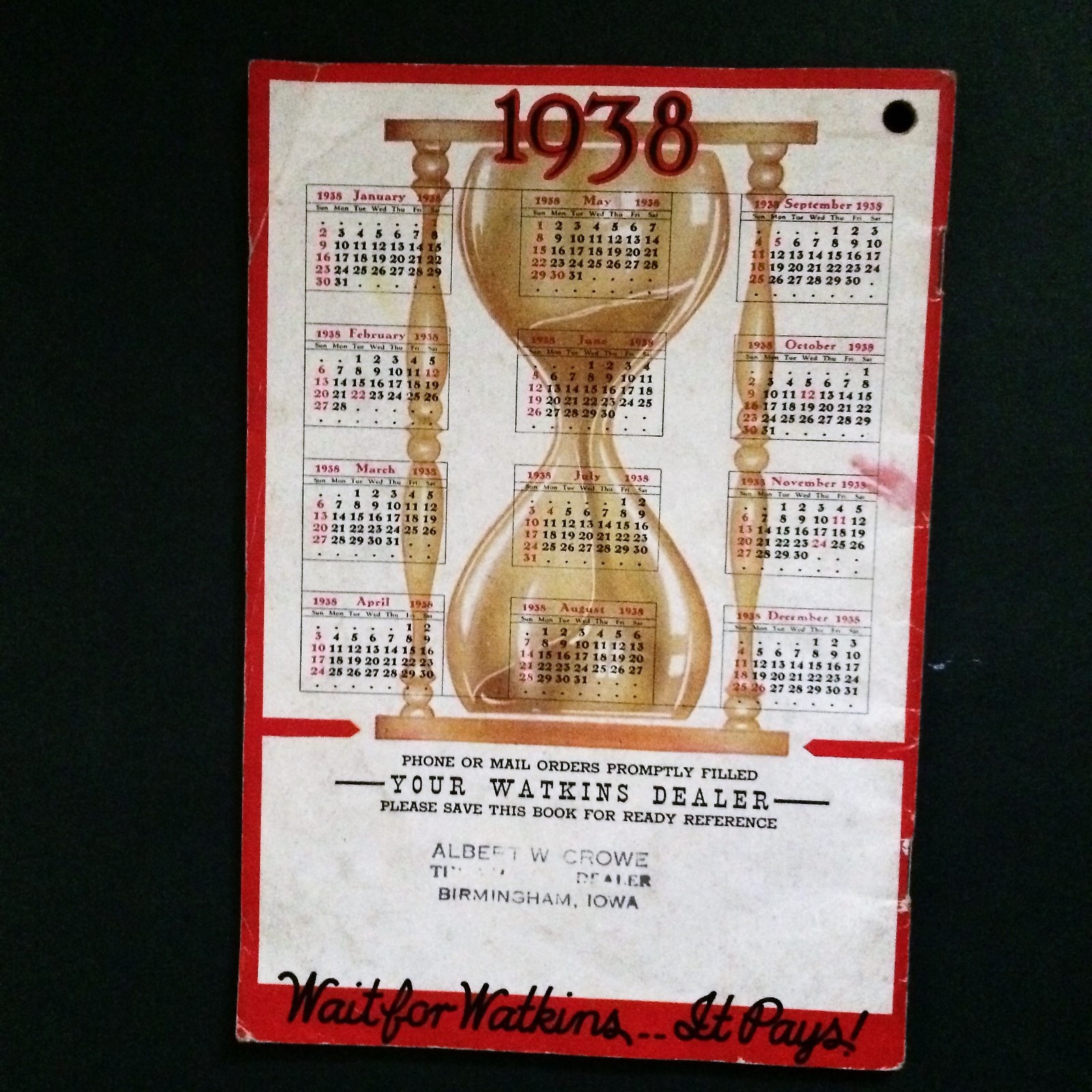 Watkins 1938 Almanac Home Book 70th Anniversary Spices Recipes Beauty Medicine