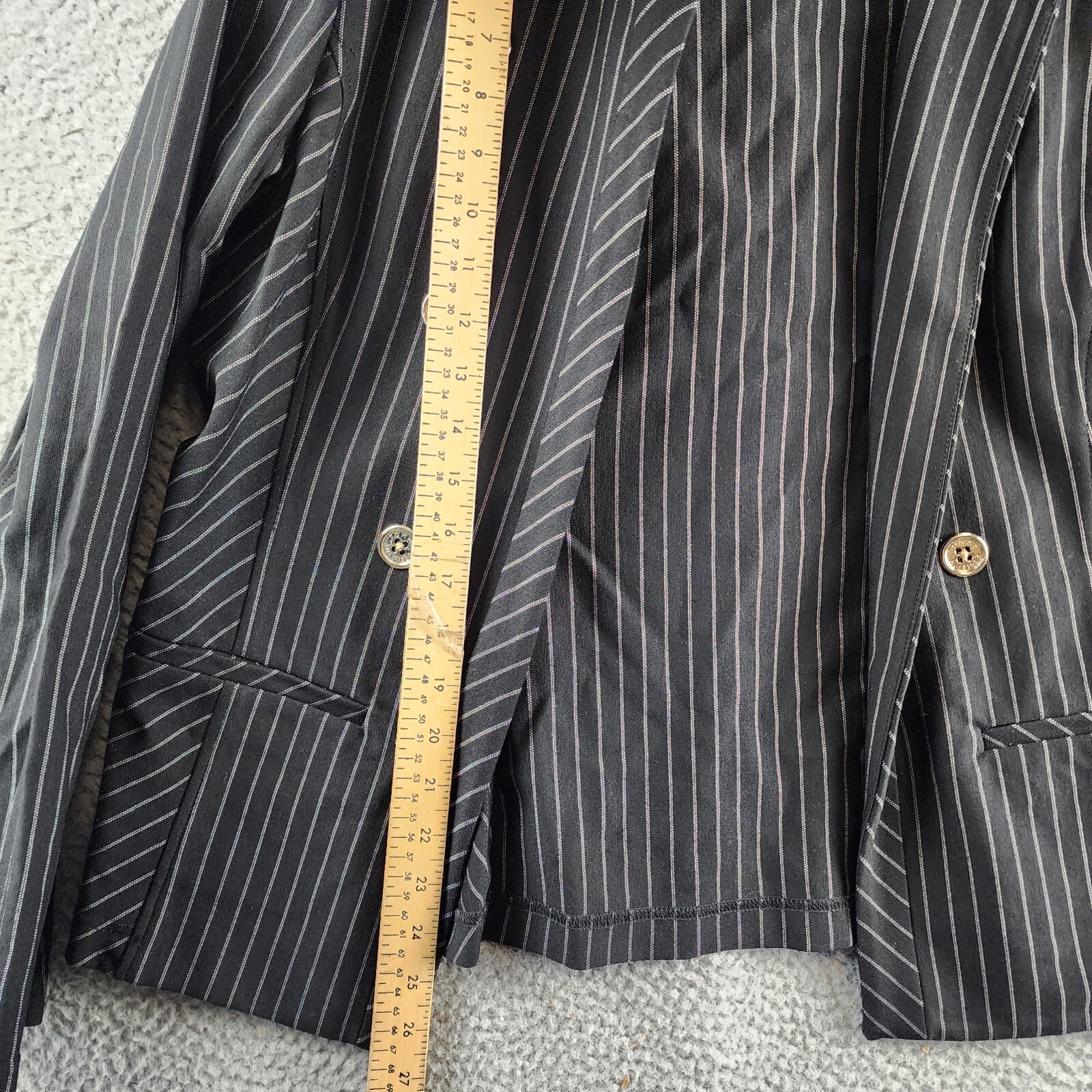 Tommy Hilfiger Striped Band-Collar Jacket Womens 14 Black Open Front Band Collar - Picture 6 of 14
