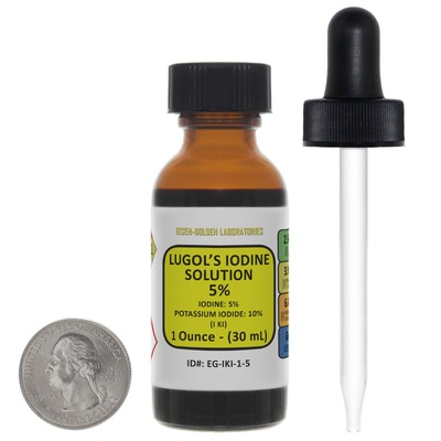 Lugols Iodine  5 Solution  1 Oz in an Amber Glass Bottle  Free Dropper  USA