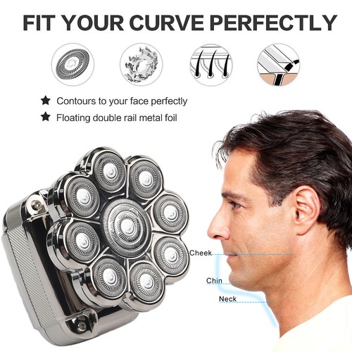 9D 5in1 Rotary Shaver Cordless Hair Trimmer Bald Head Razor Electric Men Wet Dry