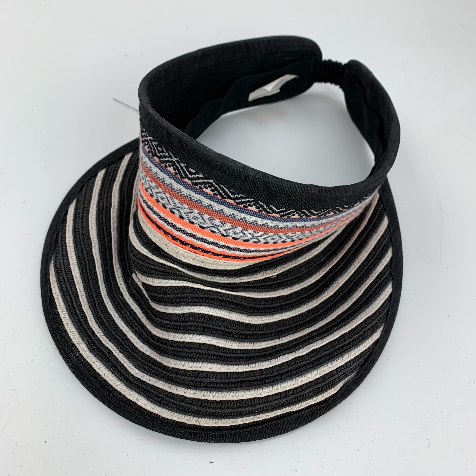 Black White Striped Womens Sun Visor Cap Hat Adjustable