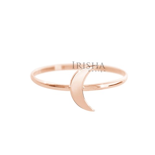 Pre-owned Irisha Designs 14k Solid Plain Gold Crescent Moon Design Ring In 14k Gold Fine Jewelry