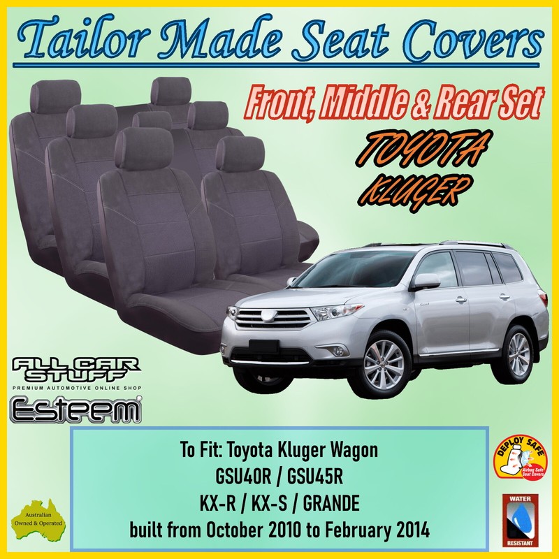 Tailor Made Seat Covers for Toyota Kluger MY11 Wagon (3 Rows) 10/2010