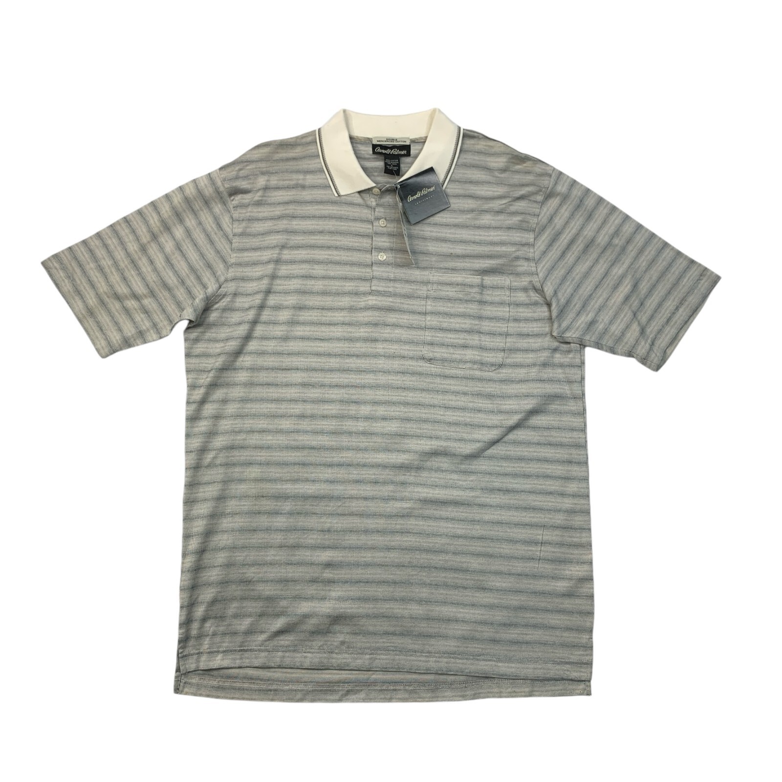 Vintage Arnold Palmer Shirt Mens Large Cream Grey Mercerized