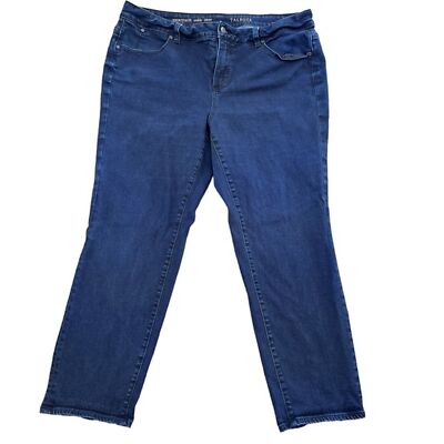 Size 16 Petite Crop Dark Wash Straight Tapered Leg