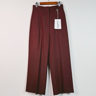 Acne Studios Womens Pants Burgundy Oxblood Flare Leg Cropped Retro Size 34 XS