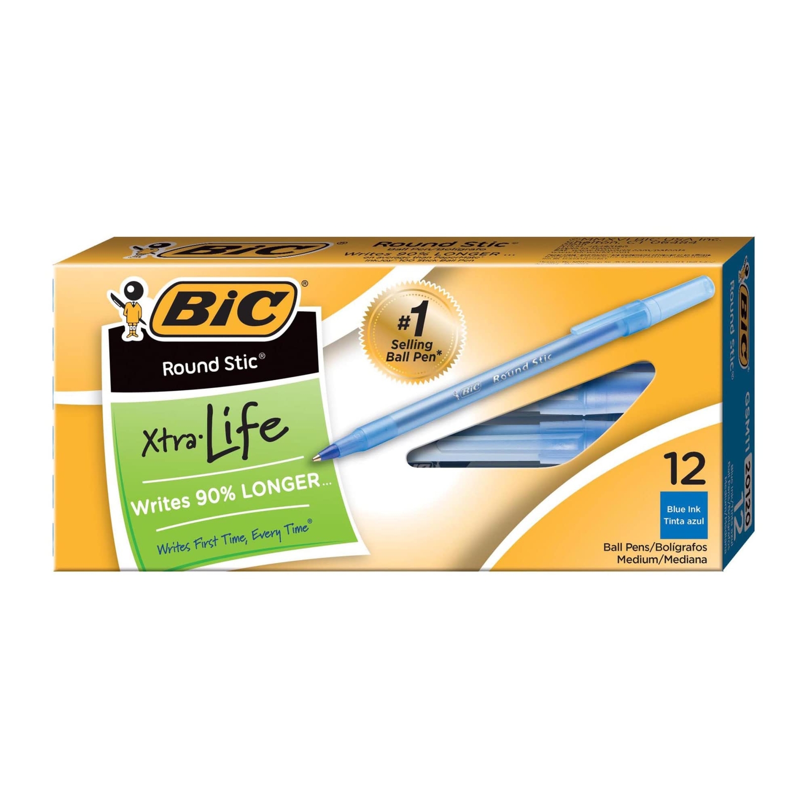 Bic Corporation Round Stic Ballpoint Pen, Med. Point Blue